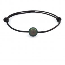 Pulsera de Cuero y 1 Perla de Tahiti Redonda C 9.9 mm