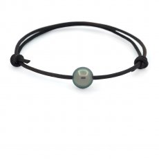 Pulsera de Cuero y 1 Perla de Tahiti Redonda C 9.3 mm