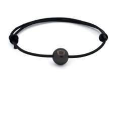 Pulseira em Couro e 1 Prola do Tahiti Semi-Redonda C 9.7 mm