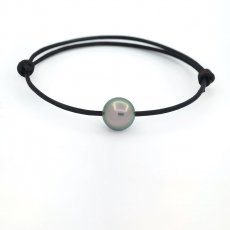 Pulsera de Cuero y 1 Perla de Tahiti Redonda B/C 10.1 mm