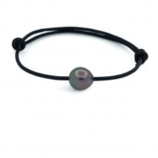 Pulsera de Cuero y 1 Perla de Tahiti Semi-Barroca B 9.9 mm
