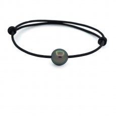 Pulseira em Couro e 1 Prola do Tahiti Semi-Redonda C 9.9 mm