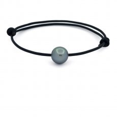 Pulsera de Cuero y 1 Perla de Tahiti Redonda C 10.7 mm