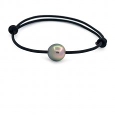 Pulsera de Cuero y 1 Perla de Tahiti Semi-Barroca C 10.1 mm