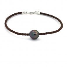 Pulsera de Algodn y 1 Perla de Tahiti Semi-Barroca B 11.8 mm