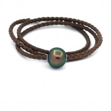 Collar de Algodn y 1 Perla de Tahiti Anillada B/C 12.8 mm