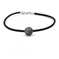 Pulsera de Algodn y 1 Perla de Tahiti Semi-Barroca C 12 mm