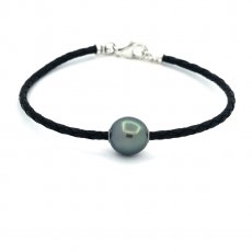 Pulsera de Cuero y 1 Perla de Tahiti Semi-Barroca C 12.5 mm