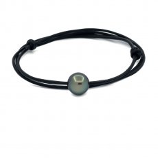 Collar de Cuero y 1 Perla de Tahiti Rodonda C 11.2 mm