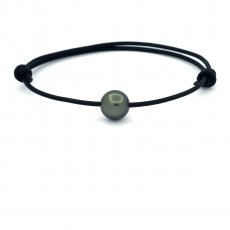 Pulsera de Cuero y 1 Perla de Tahiti Redonda C/D 9.8 mm