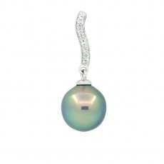 Colgante de Plata y 1 Perla de Tahiti Semi-Barroca B 9.7 mm