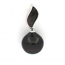 Colgante de Plata y 1 Perla de Tahiti Semi-Barroca B/C 11.8 mm