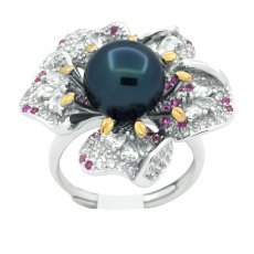 Anillo de Plata y 1 Perla de Tahiti Redonda C+ 9.7 mm