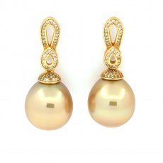 Pendientes de Plata con 2 Perlas de Australia Semi-Barrocas C 13.2 mm