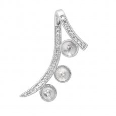 Colgante de Plata Rodiada para 3 Perlas de 6 a 10 mm