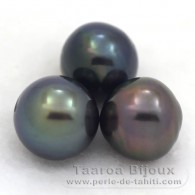Lote de 3 Perlas de Tahiti Semi-Barrocas D 12 mm