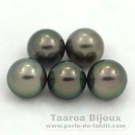 Lote de 5 Perlas de Tahiti Semi-Redondas C de 9 a 9.3 mm