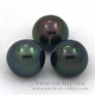 Lote de 3 Perlas de Tahiti Semi-Redondas C de 8.9 a 9 mm