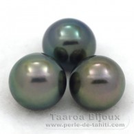 Lote de 3 Perlas de Tahiti Semi-Redondas C de 9.4 a 9.7 mm