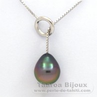 Collar de Plata y 1 Perla de Tahiti Semi-Barroca B 10.7 mm