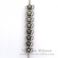 Pulsera de Plata y 8 Perlas de Tahiti Semi-Redondas C de 9 a 9.3 mm