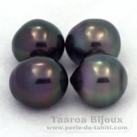 Lote de 4 Perlas de Tahiti Semi-Barrocas C de 10.1 a 10.4 mm