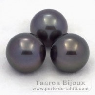 Lote de 3 Perlas de Tahiti Redondas C de 12.6 a 12.9 mm