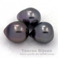 Lote de 3 Perlas de Tahiti Semi-Barrocas C de 9 a 9.4 mm
