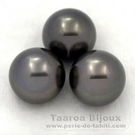 Lote de 3 Perlas de Tahiti Redondas C de 12.2 a 12.3 mm