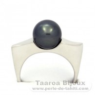 Anillo de Plata y 1 Perla de Tahiti Redonda C 9.3 mm
