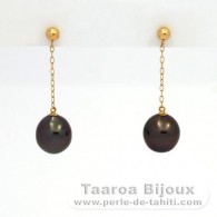 Aretes de Oro 18K y 2 Perlas de Tahiti Semi-Barrocas A 8 mm