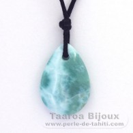 Collar de Algodn y 2 Larimar - 23 x 16 x 5.5 mm - 2.56 gr y 0.6 gr
