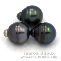 Lote de 3 Perlas de Tahiti Anilladas C de 12.5 a 12.7 mm