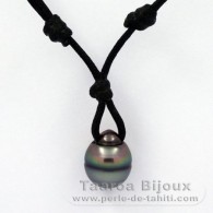 Collar de Algodn y 1 Perla de Tahiti Anillada C 11.6 mm