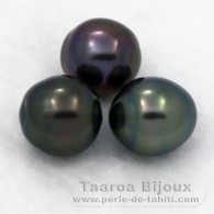 Lote de 3 Perlas de Tahiti Semi-Barrocas B de 9.7 a 9.8 mm