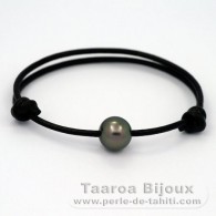 Pulsera de Cuero y 1 Perla de Tahiti Redonda C 10.5 mm