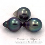 Lote de 3 Perlas de Tahiti Semi-Barrocas B de 9.9 a 10 mm