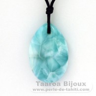 Collar de Nylon y 2 Larimar - 35 x 22.5 x 8.5 mm - 11.67 gr y 1.03 gr