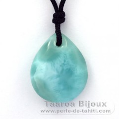 Collar de Nylon y 2 Larimar - 24.5 x 20 x 8 mm - 5.55 gr & 1.4 gr