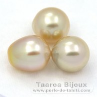 Lote de 3 Perlas de Australia Semi-Barrocas C de 11.1 a 11.4 mm
