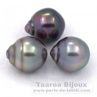 Lote de 3 Perlas de Tahiti Anilladas B de 9.5 a 9.8 mm