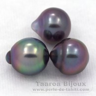 Lote de 3 Perlas de Tahiti Semi-Barrocas B de 9 a 9.2 mm