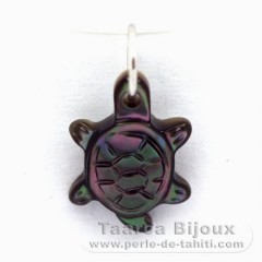 Pequea Tortuga en nacarado de Tahiti - 13 x 8 mm