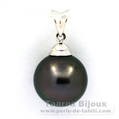 Colgante de Plata y 1 Perla de Tahiti Redonda C 12.4 mm