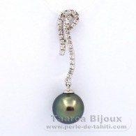 Colgante de Plata y 1 Perla de Tahiti Redonda C 10.2 mm