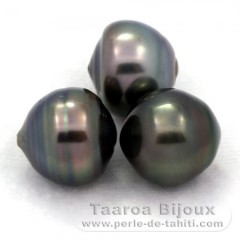 Lote de 3 Perlas de Tahiti Anilladas C de 12 a 12.3 mm
