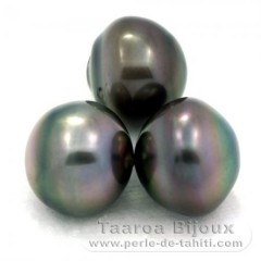 Lote de 3 Perlas de Tahiti Anilladas C de 12.6 a 12.9 mm