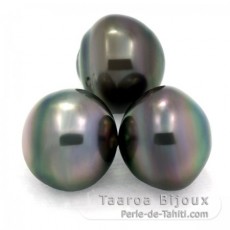 Lote de 3 Perlas de Tahiti Anilladas C de 12.6 a 12.9 mm