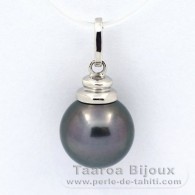 Colgante de Plata y 1 Perla de Tahiti Redonda C 11.1 mm