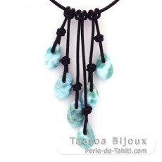 Collar de Cuero y 7 Larimar - 13.6 gr